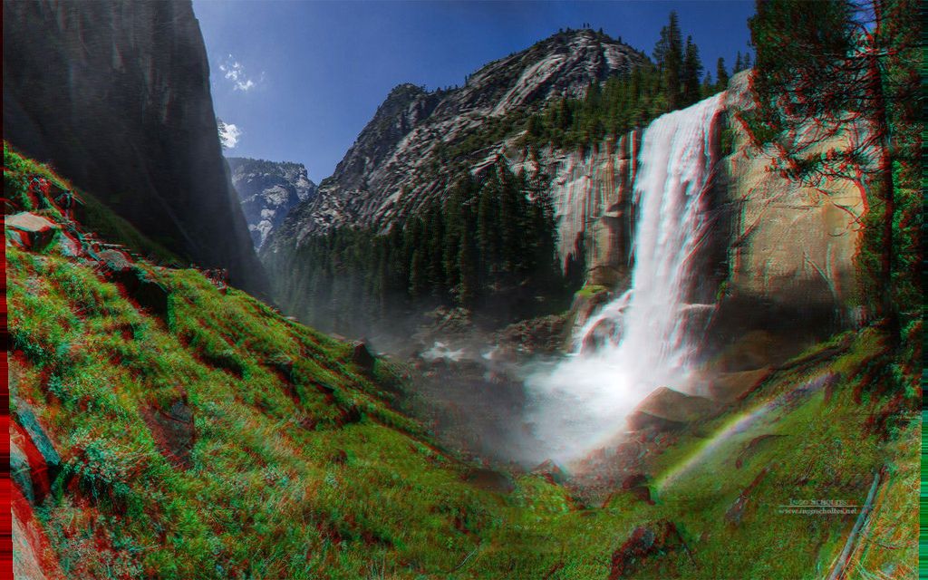 Vernal Fall & Rainbow — Anaglyph 3D